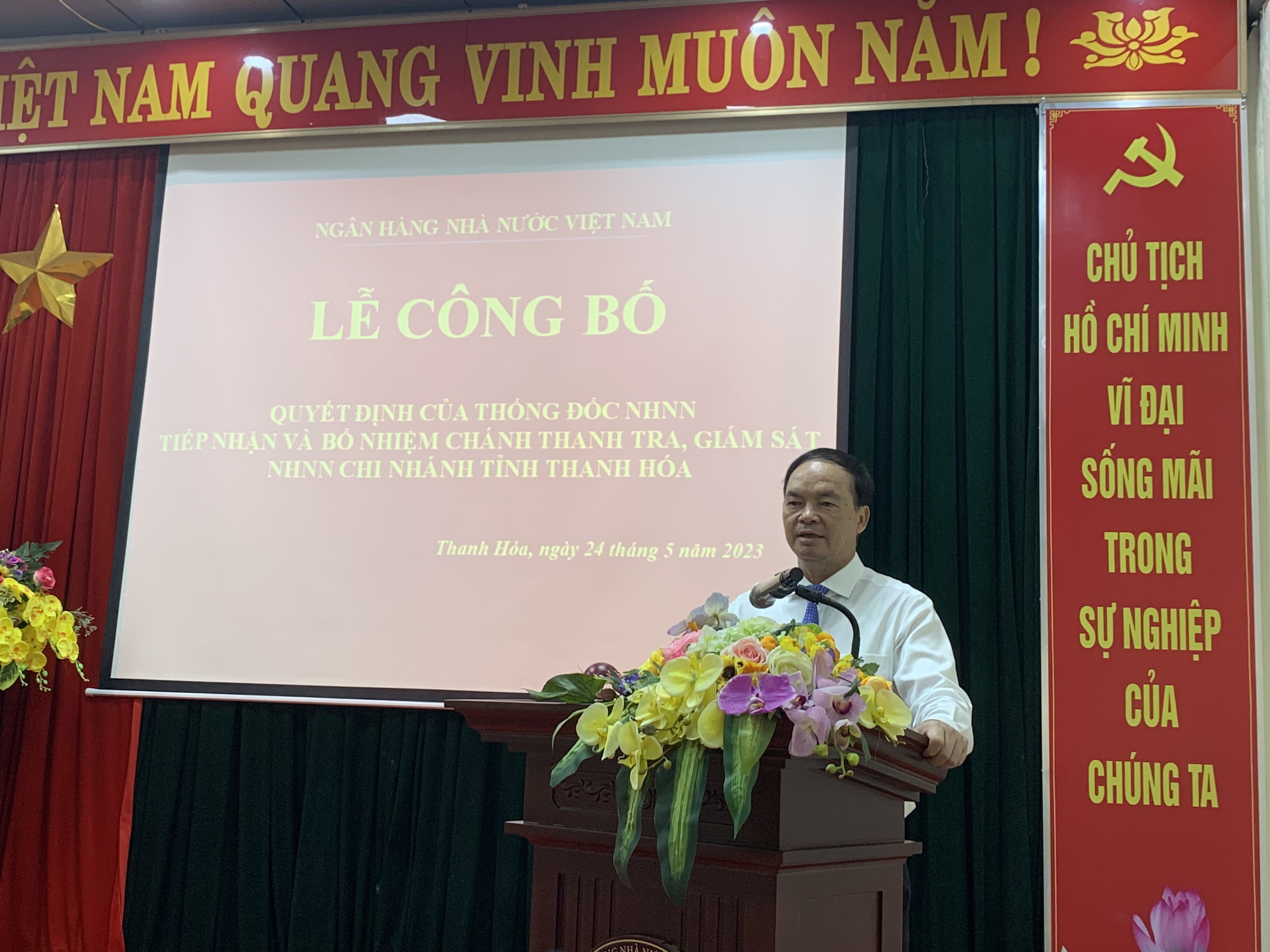 Ông Tống Văn Ánh - Bí thư Đảng ủy, Giám đốc NHNN chi nhánh Thanh Hóa phát biểu